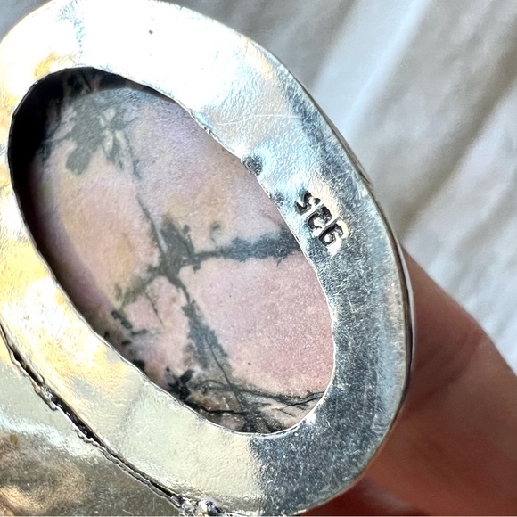 925 Pink Peruvian Opal + Moonstone Necklace Pendant - Picture 7 of 7